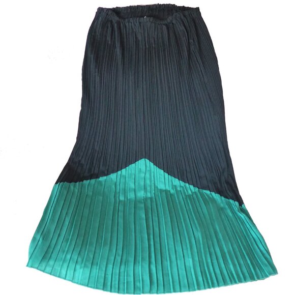 Turquoise & Black Tiny Pleated Long Skirt Size Large Simply Irresistable - Picture 2 of 4